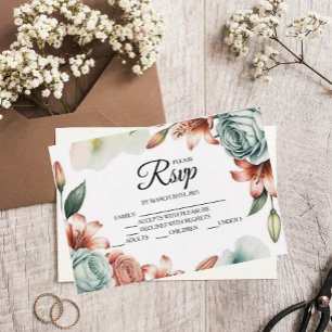 Modern Blue Rose Designer RSVP Cards