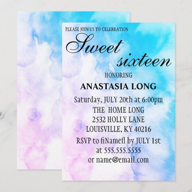 Modern,  Blue Save The Date (Front/Back)