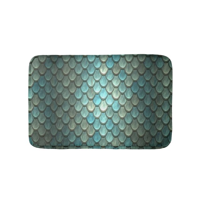 Modern blue scales textured bath mat (Front)