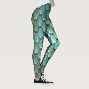 Modern blue scales textured leggings