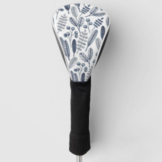 Modern Blue Scandinavian Botanical Pattern  Golf Head Cover