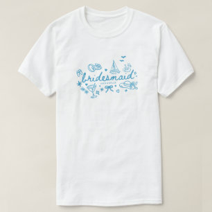Modern Blue Script Bridesmaid Lake Bach Custom T-Shirt