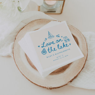 Modern Blue Script Lake Bachelorette Weekend Napkin