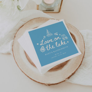 Modern Blue Script Lake Bachelorette Weekend Napkin