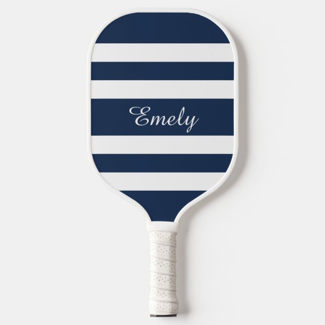 Modern Blue Script Name Pickleball Paddle (Front)