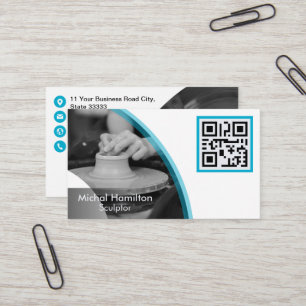 Modern Blue Sculptor Business Card