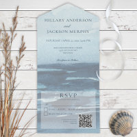 Modern Blue Seascape Beach QR Code