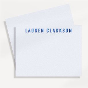 Modern Blue Shadow Name Personalized Note Card