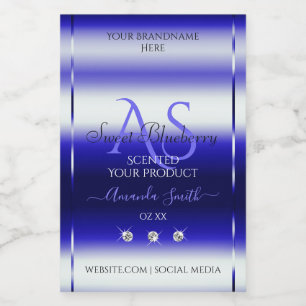 Modern Blue Shimmery Product Label Initials Jewels