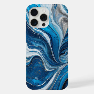 Modern Blue Silver Elegant Marble iPhone 15 Pro Max Case