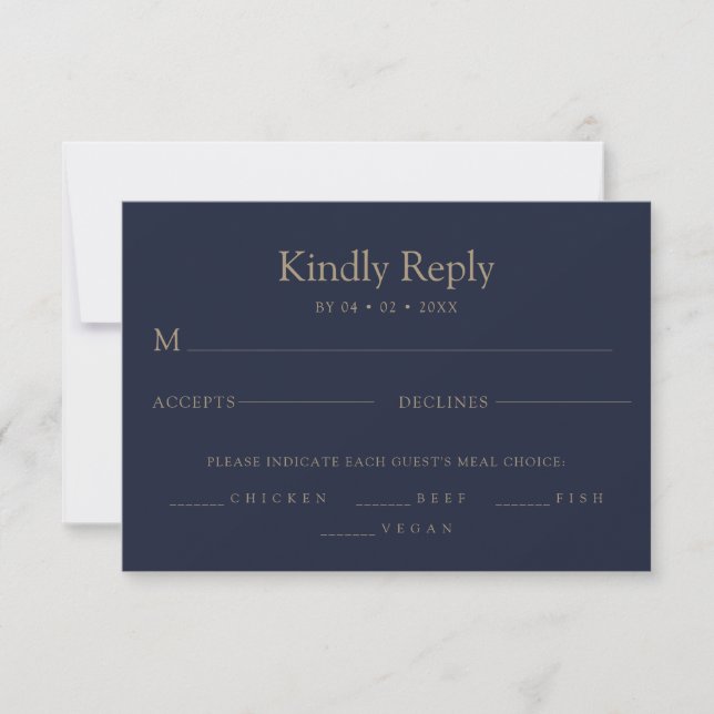 Modern Blue Simple Clean Minimal Wedding RSVP Card (Front)