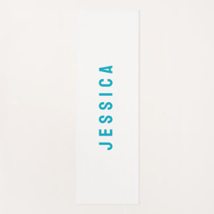 Modern Blue Simple Minimalist Name Yoga Mat
