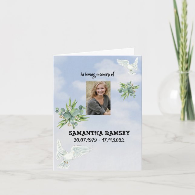 Modern Blue Sky Condolence Card (Front)