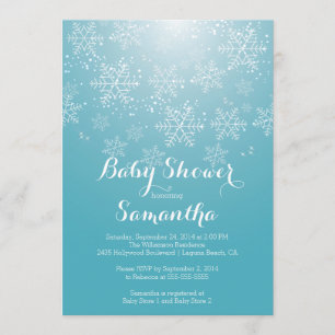 Modern Blue Snowflake Boys Baby Shower Invitation
