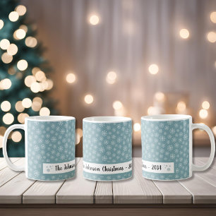 Modern Blue Snowflake Coffee Mug