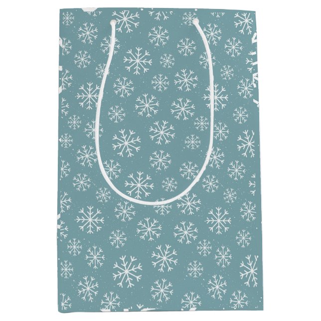 Modern Blue Snowflake Medium Gift Bag (Front)