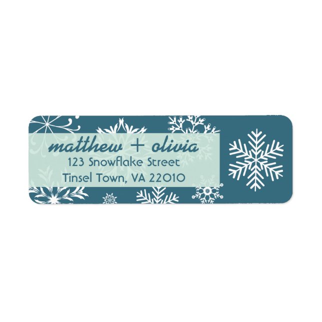 Modern Blue Snowflakes Address Labels (Front)