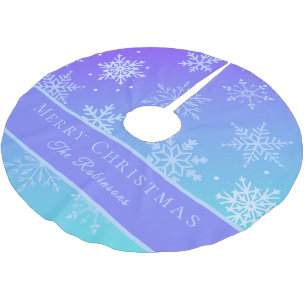 Modern Blue Snowflakes Brushed Polyester Tree Skirt