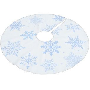 Modern Blue Snowflakes Brushed Polyester Tree Skirt