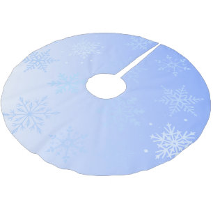Modern Blue Snowflakes Brushed Polyester Tree Skirt