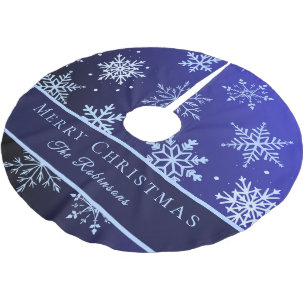 Modern Blue Snowflakes Brushed Polyester Tree Skirt