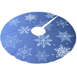 Modern Blue Snowflakes Brushed Polyester Tree Skirt