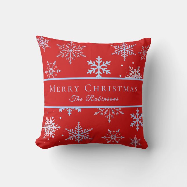 Modern Blue Snowflakes  Cushion (Front)