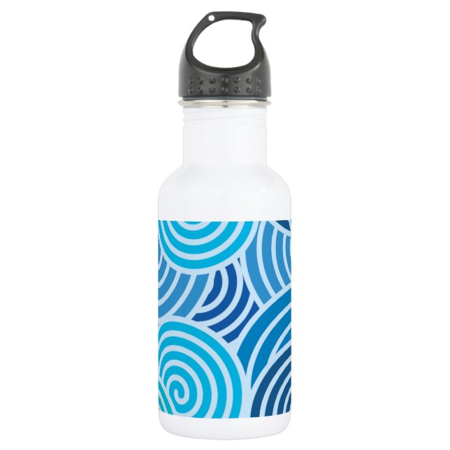 Modern Blue Spiral Pattern 532 Ml Water Bottle (Front)