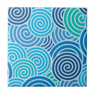 Modern Blue Spiral Pattern Ceramic Tile