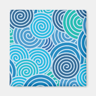 Modern Blue Spiral Pattern Magnet