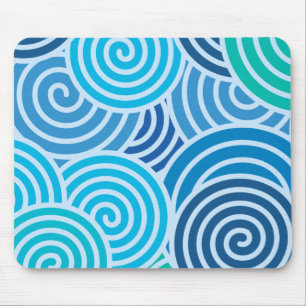 Modern Blue Spiral Pattern Mouse Pad