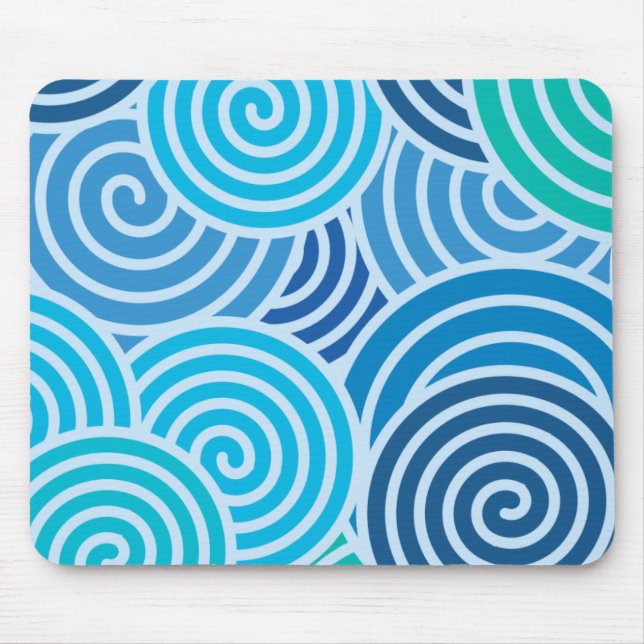 Modern Blue Spiral Pattern Mouse Pad (Front)