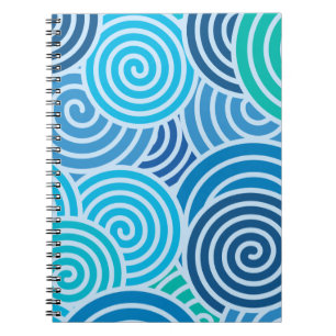 Modern Blue Spiral Pattern Notebook