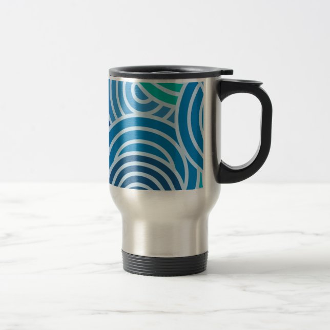 Modern Blue Spiral Pattern Travel Mug (Right)