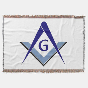Modern Blue Square and Compass Throw Blanket