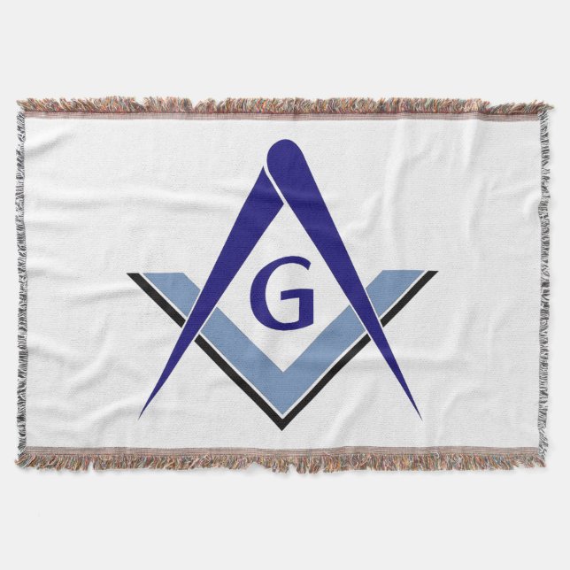 Modern Blue Square and Compass Throw Blanket (Front)