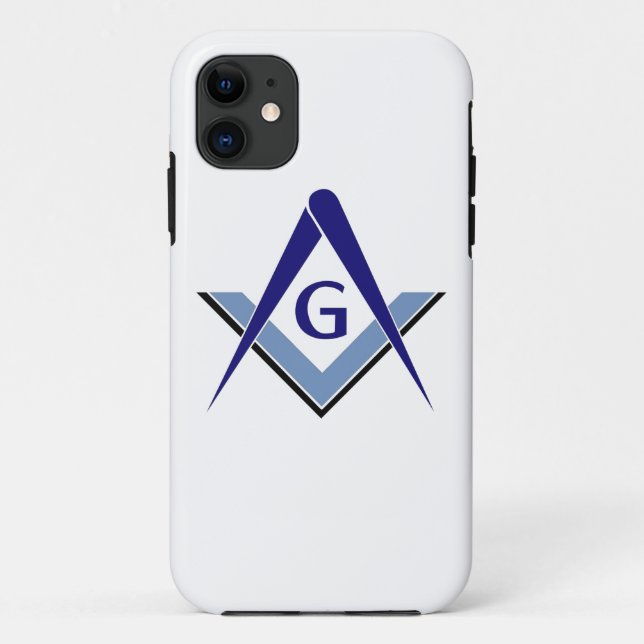 Modern Blue Square & Compasses Case-Mate iPhone Case (Back)