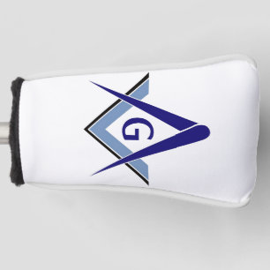Modern Blue Square & Compasses Golf Head Cover