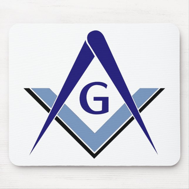 Modern Blue Square & Compasses Mouse Pad (Front)