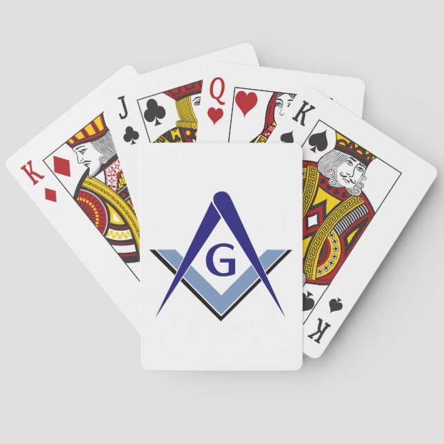 Modern Blue Square & Compasses Playing Cards (Back)