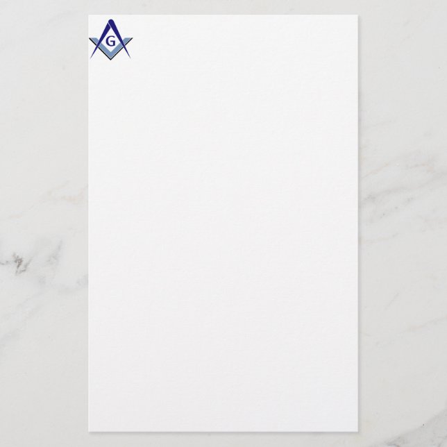 Modern Blue Square & Compasses Stationery (Front)