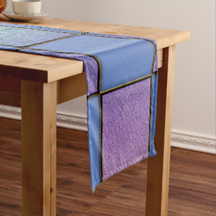 Modern Blue Square Geometric Pattern  Short Table Runner