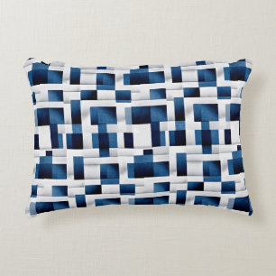 Modern Blue Squares Repeating Pattern Decorative Cushion