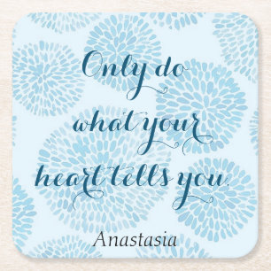 Modern Blue Stain  Square Paper Coaster