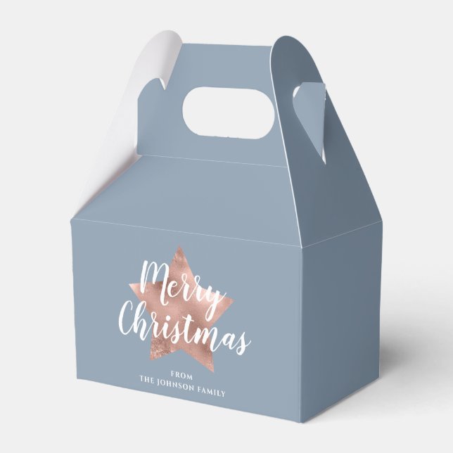 Modern Blue Star Christmas Favour Box (Front Side)