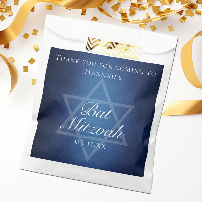 Modern Blue Star of David Formal Bat Mitzvah Party Favour Bag (Creator Uploaded)