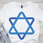 Modern Blue Star of David T-Shirt<br><div class="desc">Express your Jewish heritage with this striking and contemporary t-shirt featuring a sleek Star of David. This design showcases the iconic Star of David in a vivid blue hue, crafted with clean, modern lines that add a fresh twist to the traditional symbol. The bold and minimalist aesthetic ensures that the...</div>