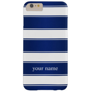 Modern Blue Stripe Leather-Look iPhone 6 Plus Case