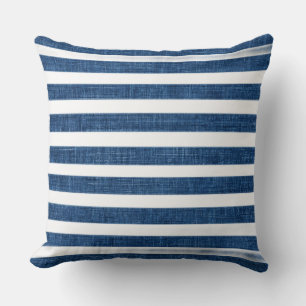 Modern Blue Striped Throw Pillow