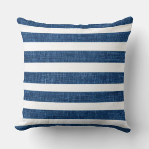 Modern Blue Striped Throw Pillow